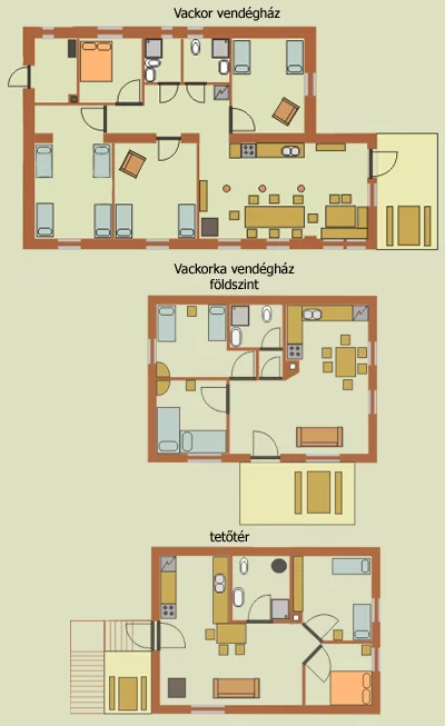 vackor vendégházak alaprajz